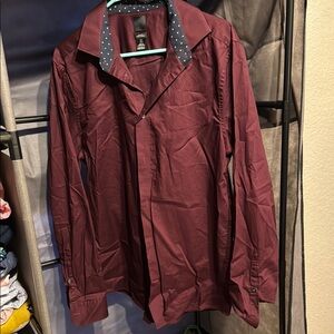 H&M Button Down Shirt in Maroon